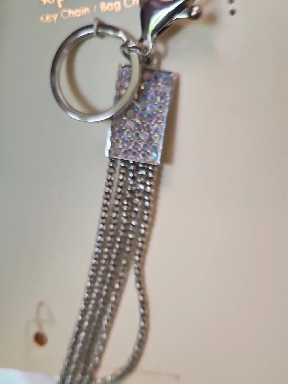 Silver Crystal Tassel Key Chain / Bag Charm